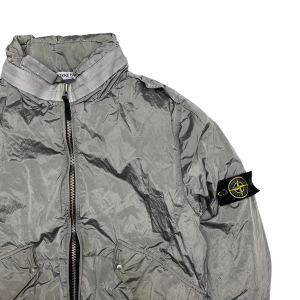 Stone Island 2008 Silver Nylon Metal Quilted Jacket