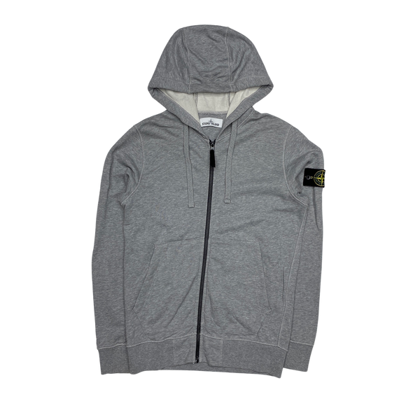 Stone Island 2020 Light Grey Cotton Zipped Hoodie