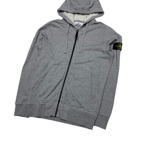 Stone Island 2020 Light Grey Cotton Zipped Hoodie
