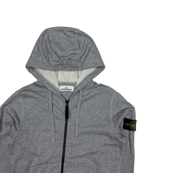 Stone Island 2020 Light Grey Cotton Zipped Hoodie