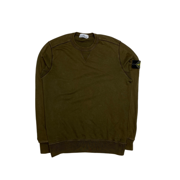 Stone Island 2018 Khaki Green Cotton Crewneck Sweatshirt