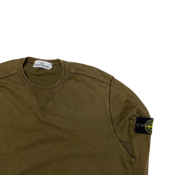 Stone Island 2018 Khaki Green Cotton Crewneck Sweatshirt