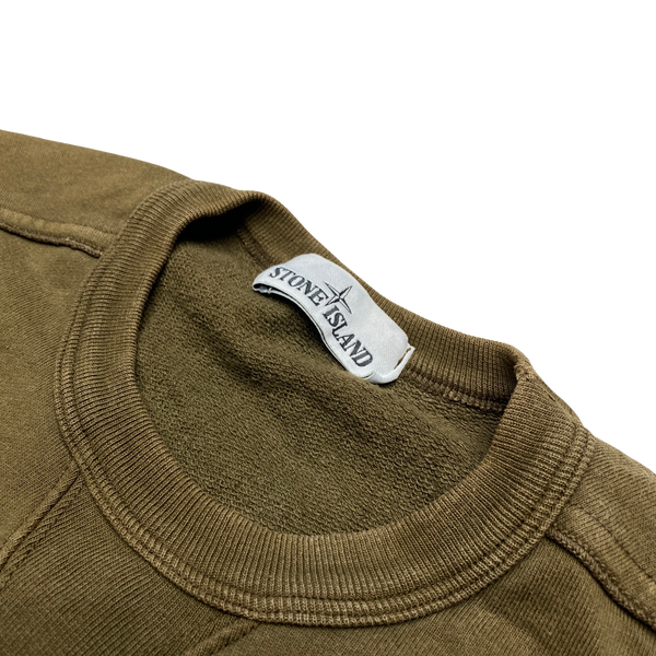Stone Island 2018 Khaki Green Cotton Crewneck Sweatshirt