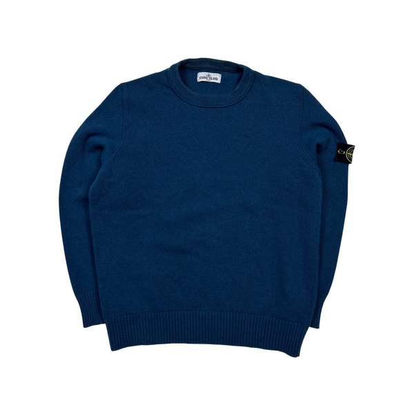 Stone Island Blue Thick Knitted Pullover Jumper - 3XL