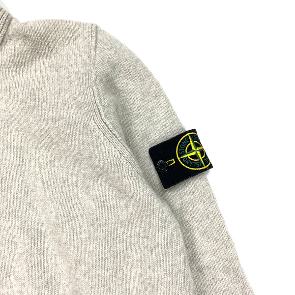 Stone Island Grey Wool Quarter Buttoned Pullover Jumper