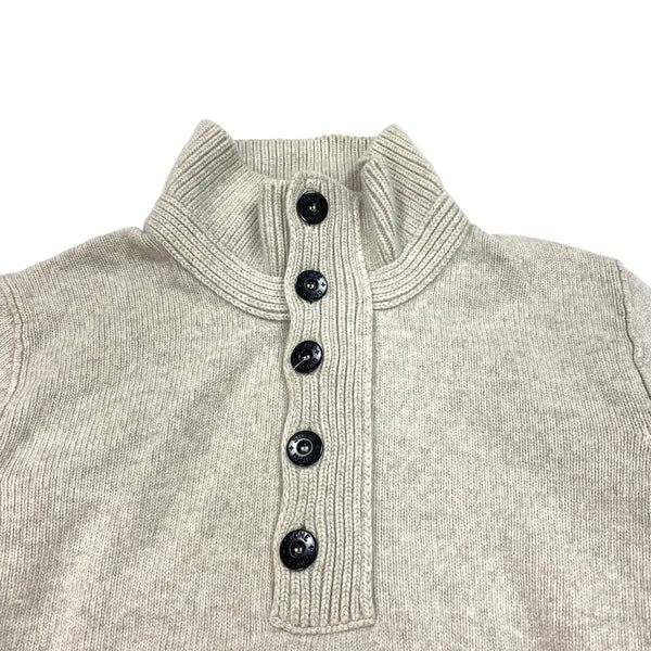 Stone Island Grey Wool Quarter Buttoned Pullover Jumper