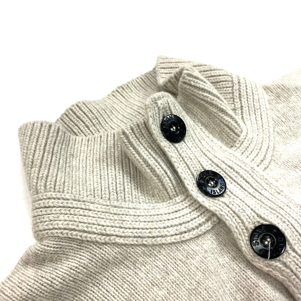 Stone Island Grey Wool Quarter Buttoned Pullover Jumper