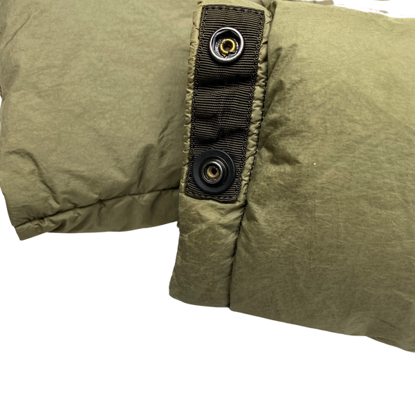 Stone Island Khaki Garment Dyed Fur Trim Puffer Jacket