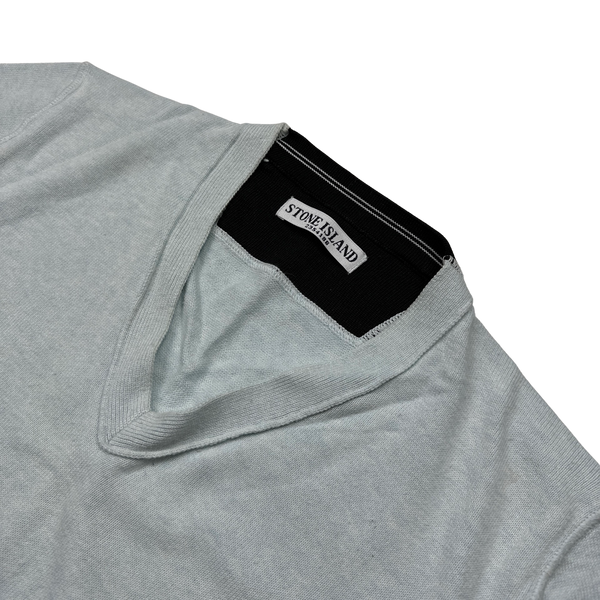 Stone Island Light Blue 2011 Cotton V Neck Jumper - Large