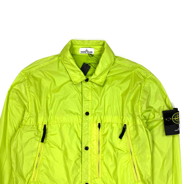 Stone Island Neon Green Garment Dyed Crinkle Reps Jacket