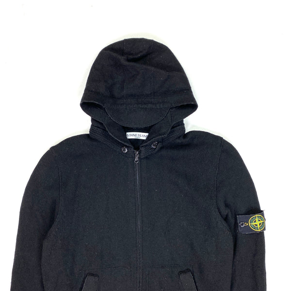 Stone Island 2010 Black Wool Zipped Hooded Jumper