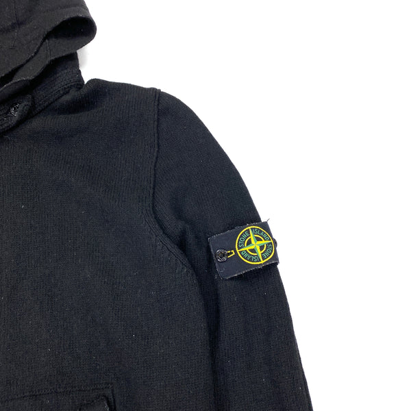 Stone Island 2010 Black Wool Zipped Hooded Jumper