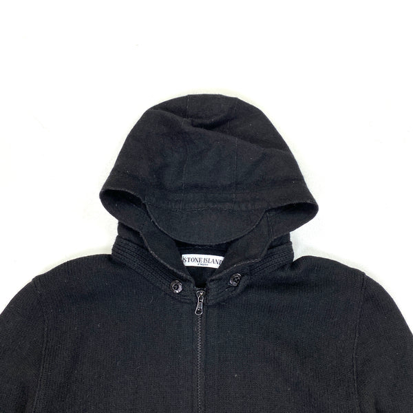 Stone Island 2010 Black Wool Zipped Hooded Jumper