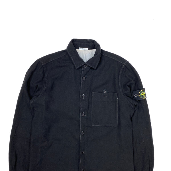 Stone Island Black Wool Over Shirt