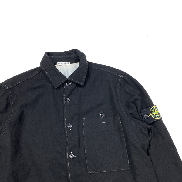 Stone Island Black Wool Over Shirt