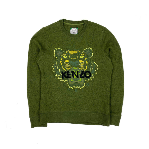 Kenzo Green Marl Thick Cotton Crewneck Sweatshirt