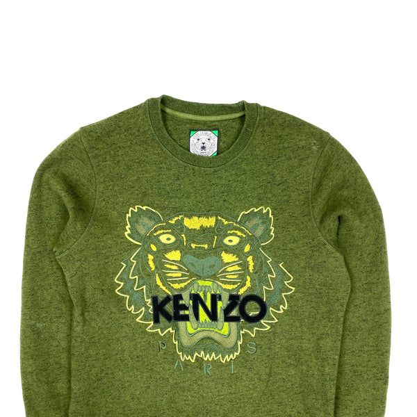 Kenzo Green Marl Thick Cotton Crewneck Sweatshirt