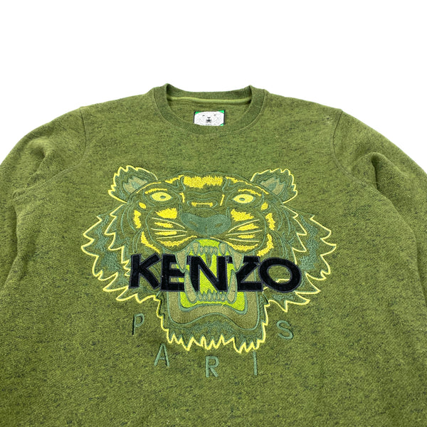 Kenzo Green Marl Thick Cotton Crewneck Sweatshirt