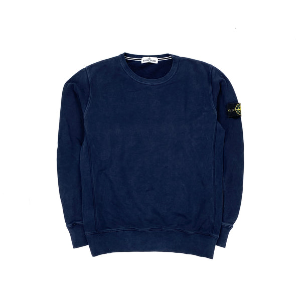 Stone Island Navy Crewneck Cotton Sweatshirt