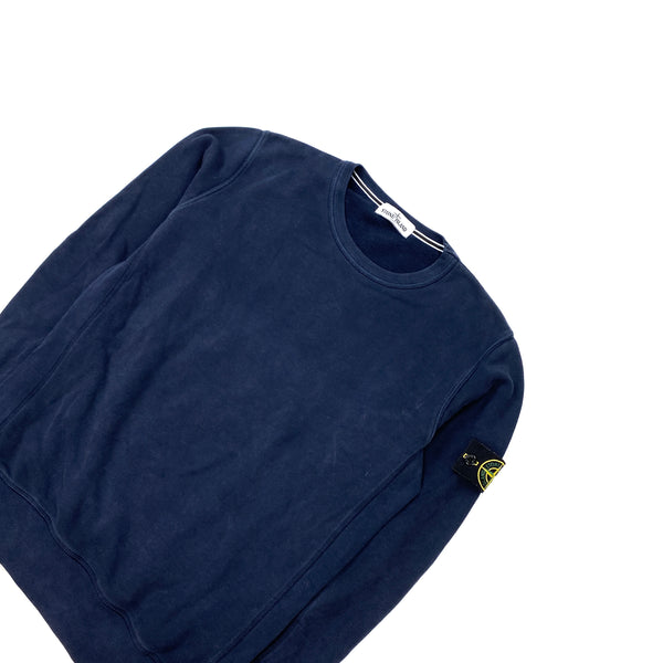 Stone Island Navy Crewneck Cotton Sweatshirt