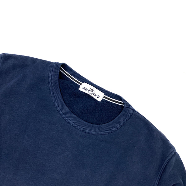 Stone Island Navy Crewneck Cotton Sweatshirt
