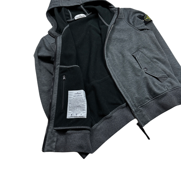 Stone Island Dark Grey Hooded Soft Shell - Large