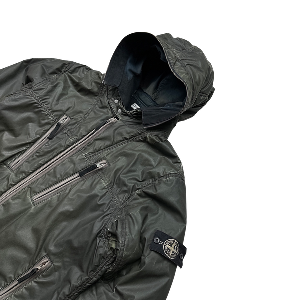 Stone Island 2010 Grey Liquid Reflective Fleece Lined Jacket - XL