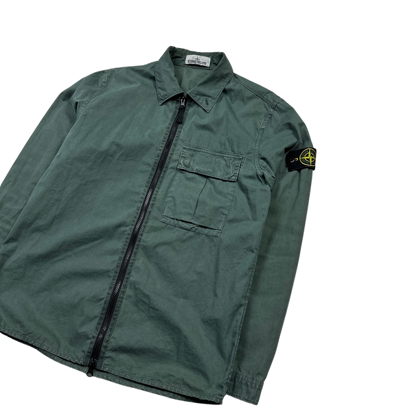 Stone Island 2019 Green Cotton Garment Dyed Overshirt - Medium