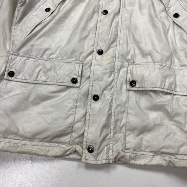 Stone Island White Micro Rip Stop Tyveck Hooded Jacket