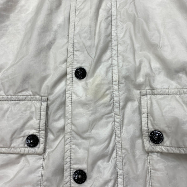 Stone Island White Micro Rip Stop Tyveck Hooded Jacket