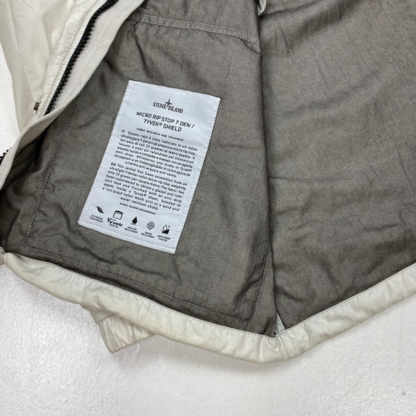 Stone Island White Micro Rip Stop Tyveck Hooded Jacket