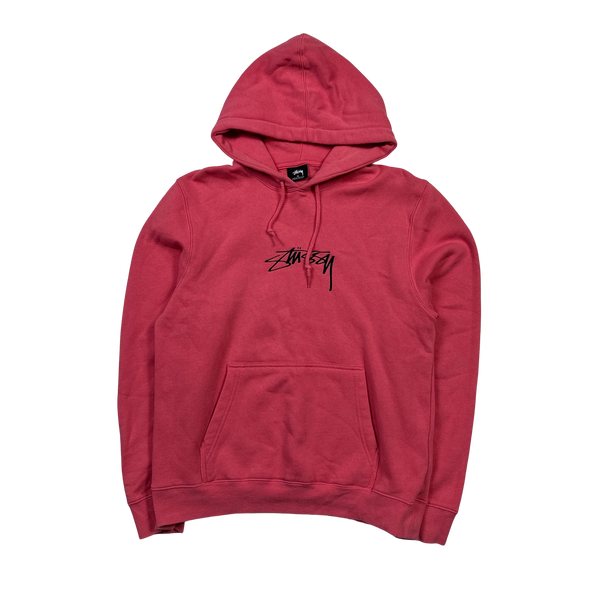 Stussy Pink Cotton Embroidered Pullover Hoodie