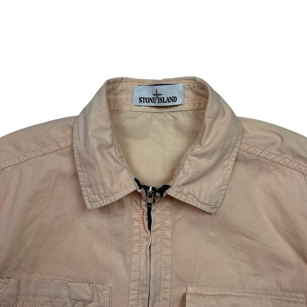 Stone Island 2018 Peach Cotton Zipped Overshirt - Small