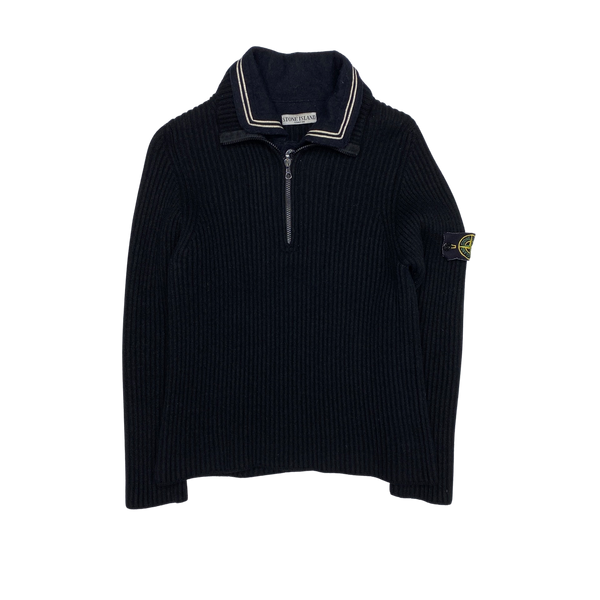 Stone Island Black Ribbed Wool Jumper
