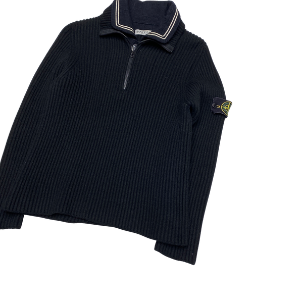 Stone Island Black Ribbed Wool Jumper