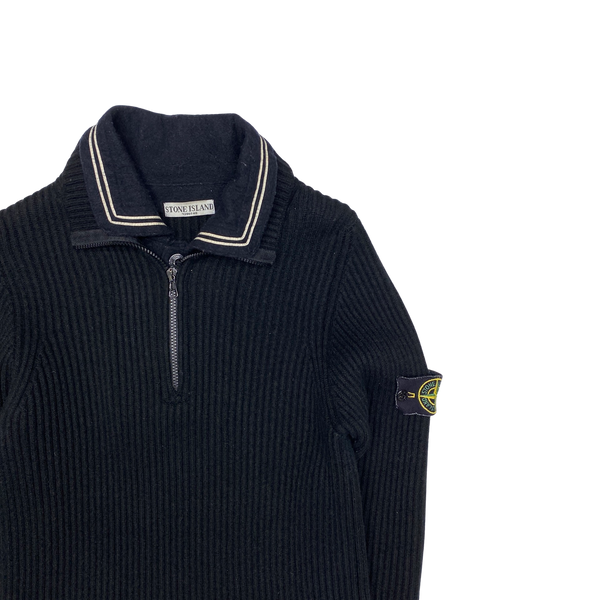 Stone Island Black Ribbed Wool Jumper