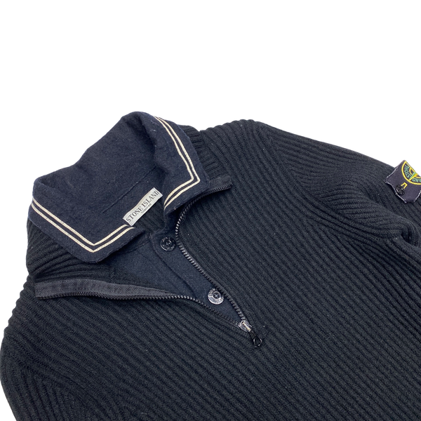 Stone Island Black Ribbed Wool Jumper