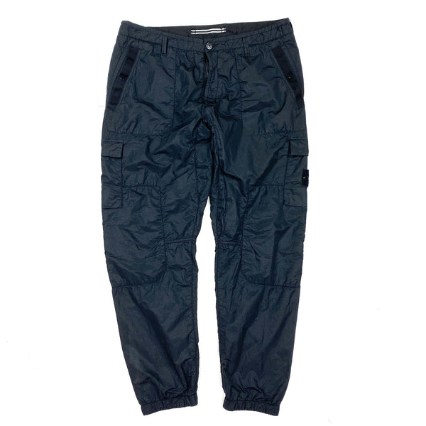 Stone Island Black Nylon Rip Stop Cargo Trousers