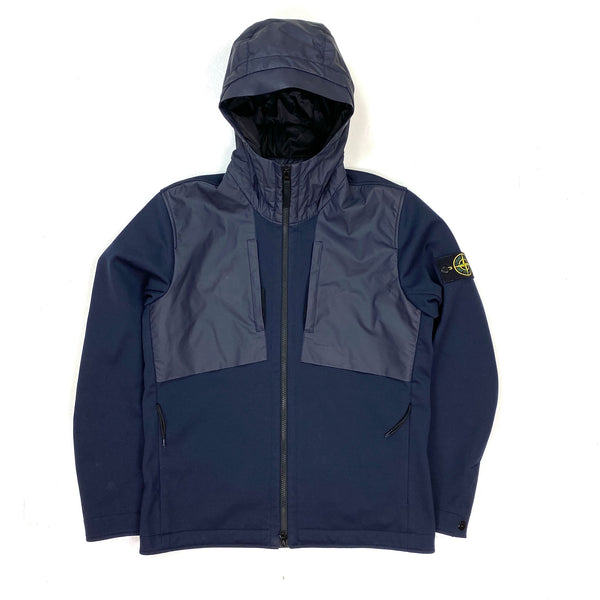 Stone Island Navy Soft Shell Terry Fleece Jacket