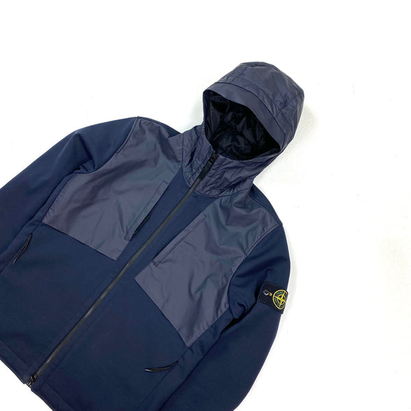 Stone Island Navy Soft Shell Terry Fleece Jacket