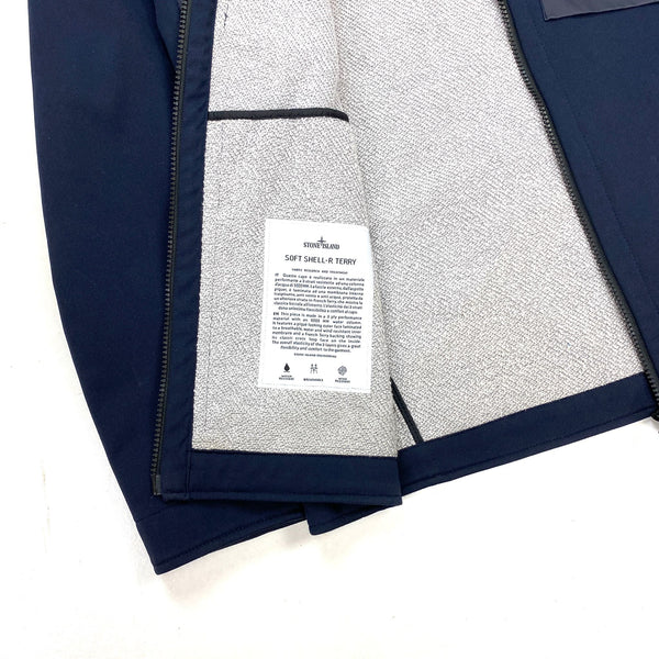 Stone Island Navy Soft Shell Terry Fleece Jacket