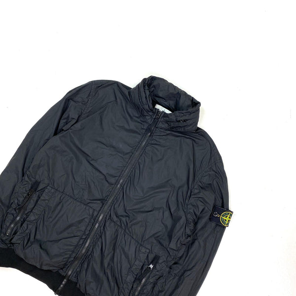 Stone Island Black Crinkle Reps Bomber Jacket