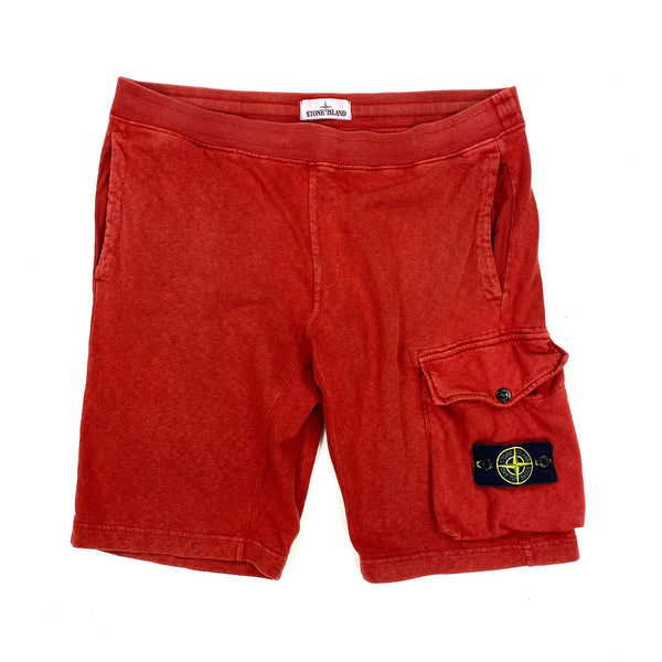 Stone Island Red Cotton Fleece Shorts Mat s Island