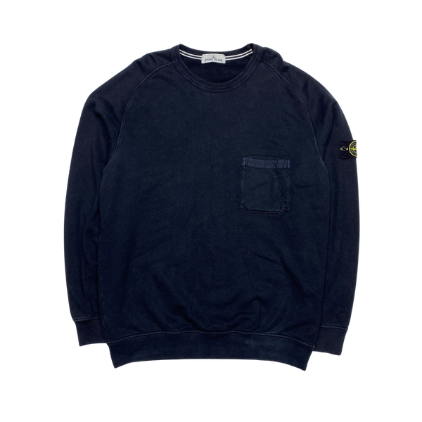 Stone Island 2015 Navy Blue Cotton Crewneck Sweatshirt
