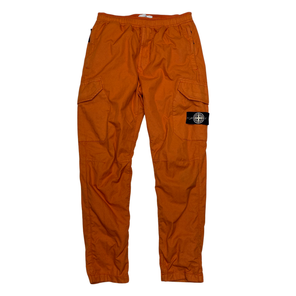Stone Island 2019 Orange Reflective Weave Cargo Trousers