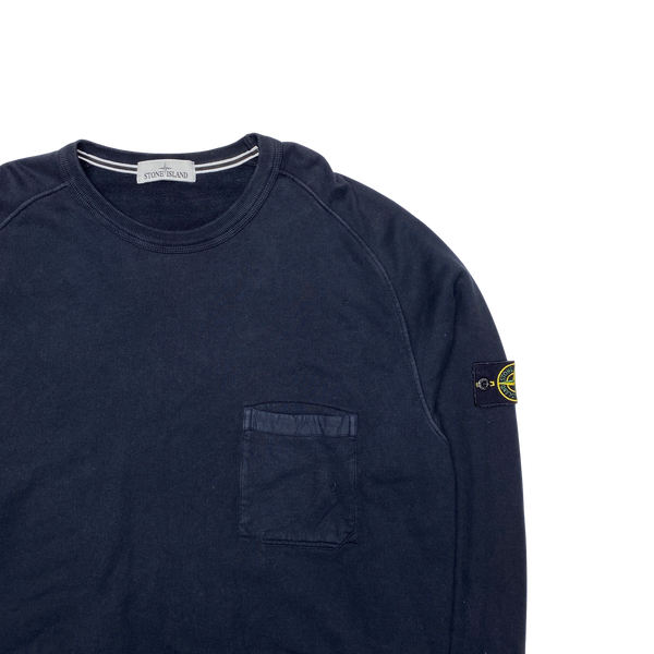 Stone Island 2015 Navy Blue Cotton Crewneck Sweatshirt
